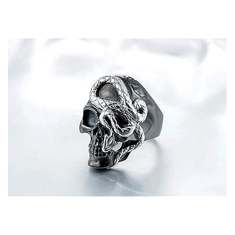 skull snake stainless steel gothic ring wholesale main white background image