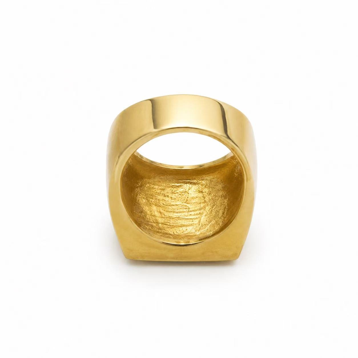 Square Iced CZ Stainless Steel Statement Ring Wholesale - rear construction