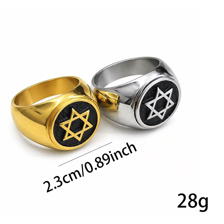 Star of David Stainless Steel Religious Ring Wholesale - size and weight reference