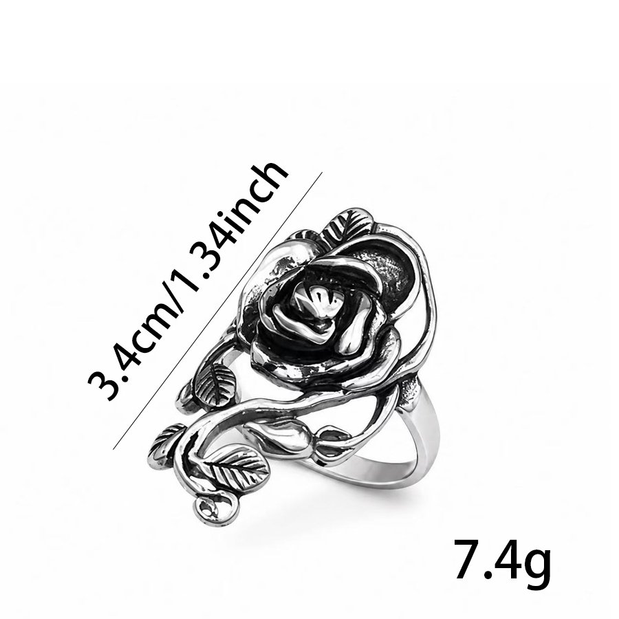 Rose Flower Stainless Steel Statement Ring Wholesale - 34 mm design and 7.4 g size reference