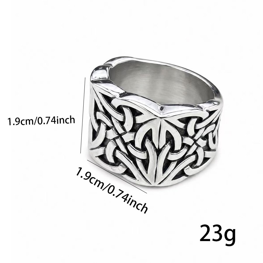 Celtic Knot Openwork Stainless Steel Ring Wholesale - 19 x 19 mm face and 23 g size reference