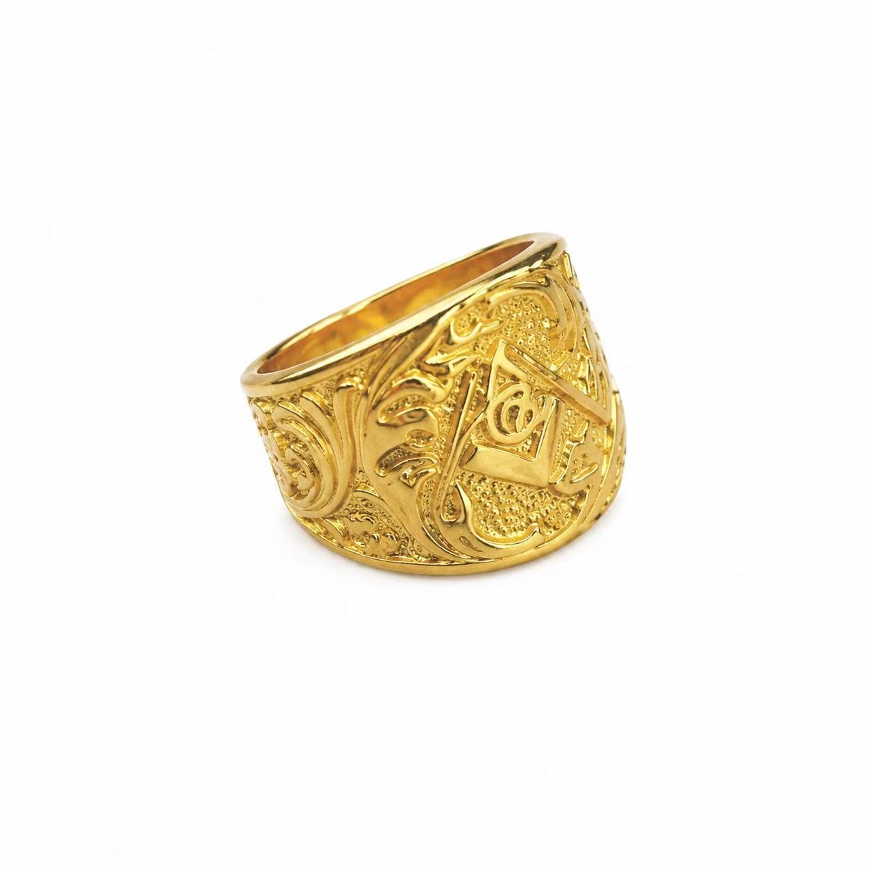 AG Masonic Gold Stainless Steel Ring Wholesale - right side profile