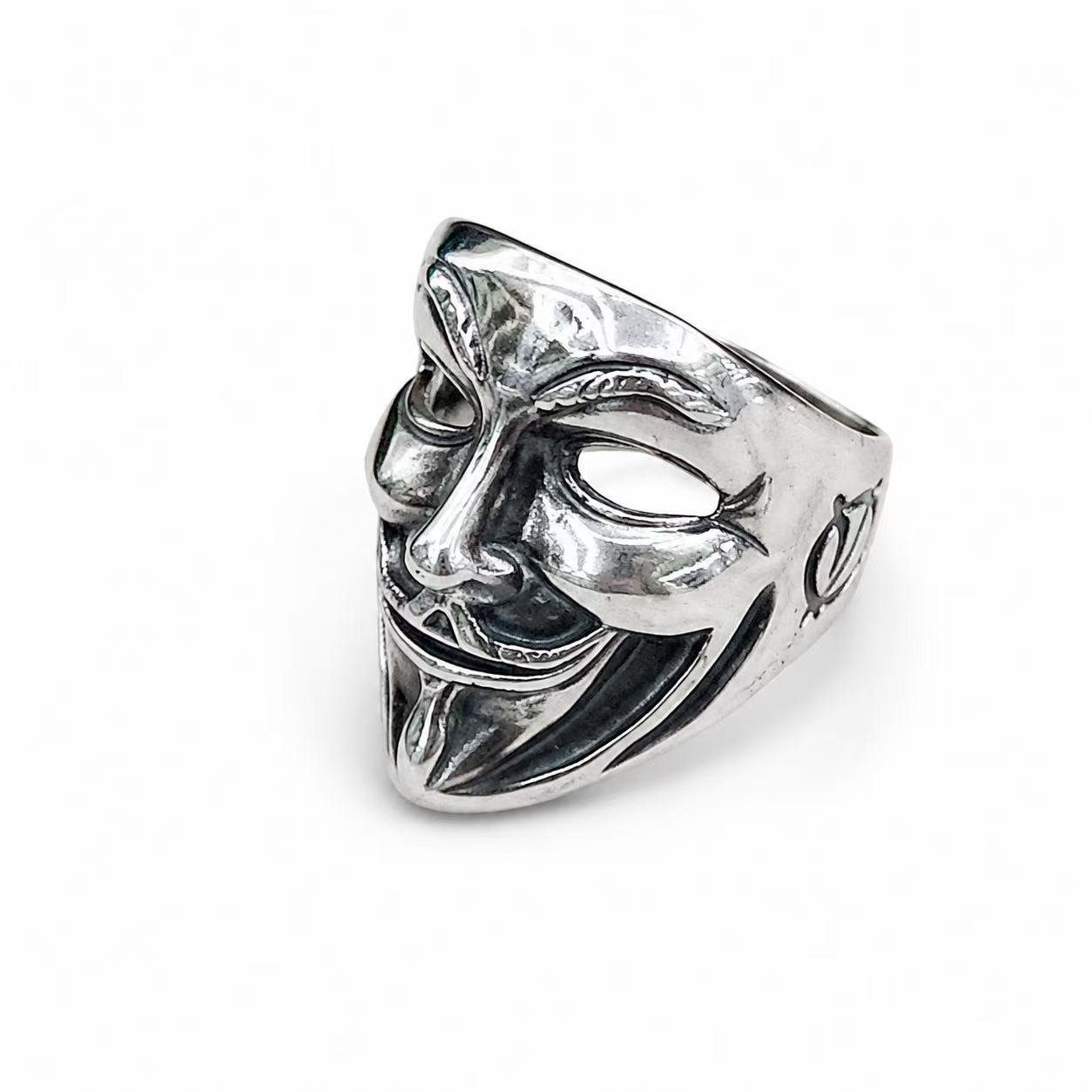Jester Mask Stainless Steel Ring Wholesale - right side profile