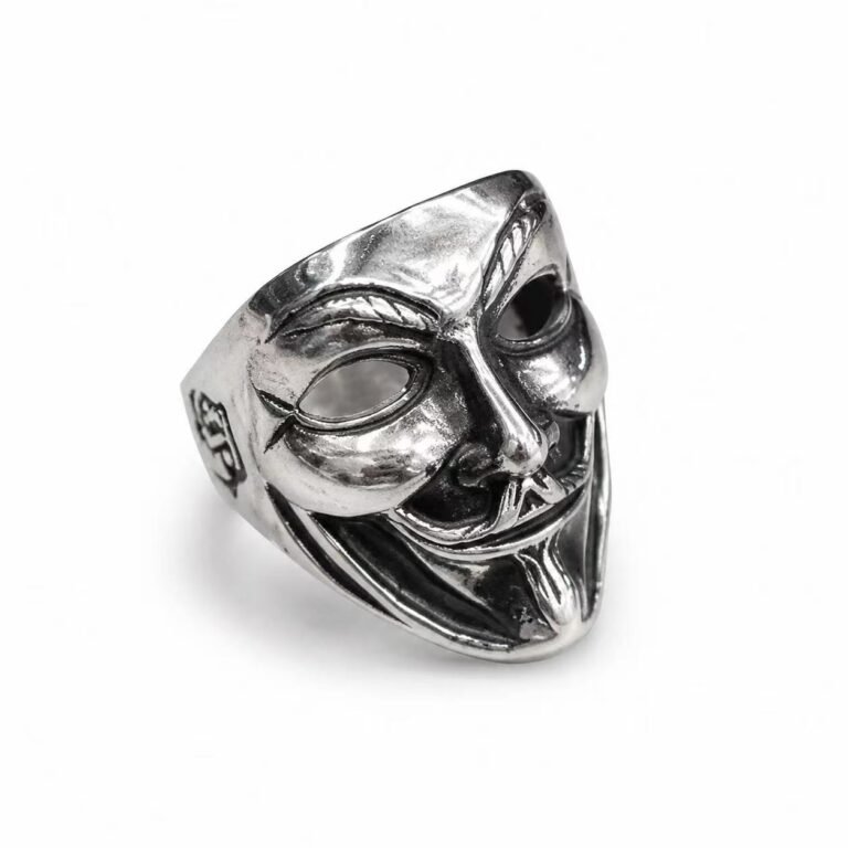 Jester Mask Stainless Steel Ring Wholesale - main white background