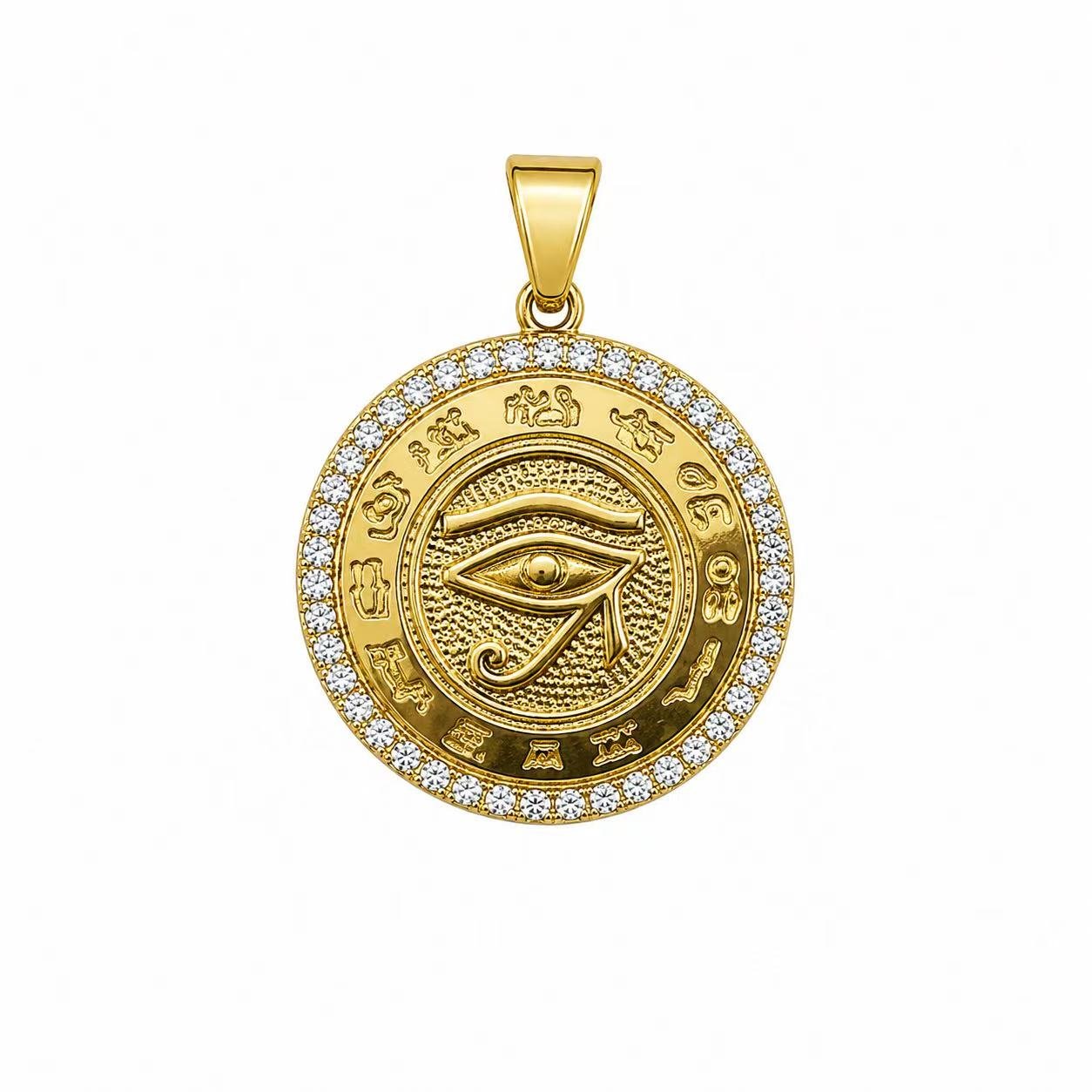All Seeing Eye CZ Stainless Steel Pendant Wholesale - front detail