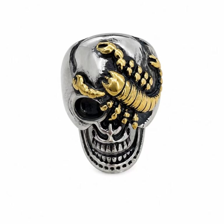 Scorpion Skull Stainless Steel Biker Ring Wholesale - front white background view