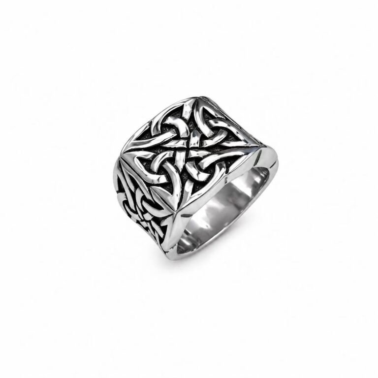 Celtic Knot Openwork Stainless Steel Ring Wholesale - front white background view