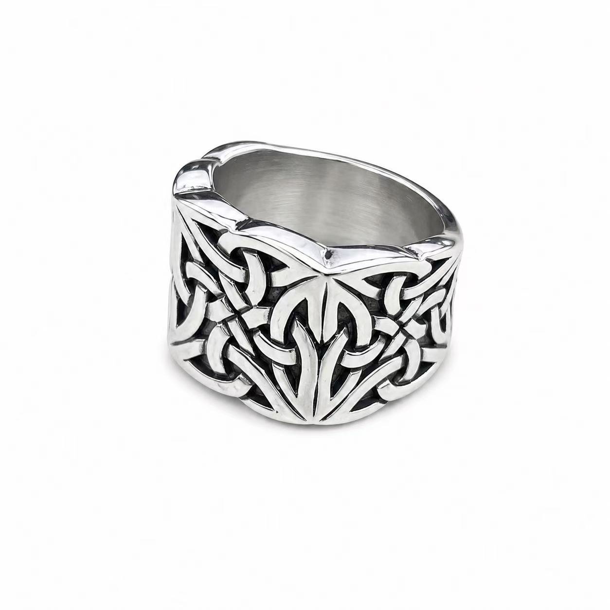 Celtic Knot Openwork Stainless Steel Ring Wholesale - rear openwork profile
