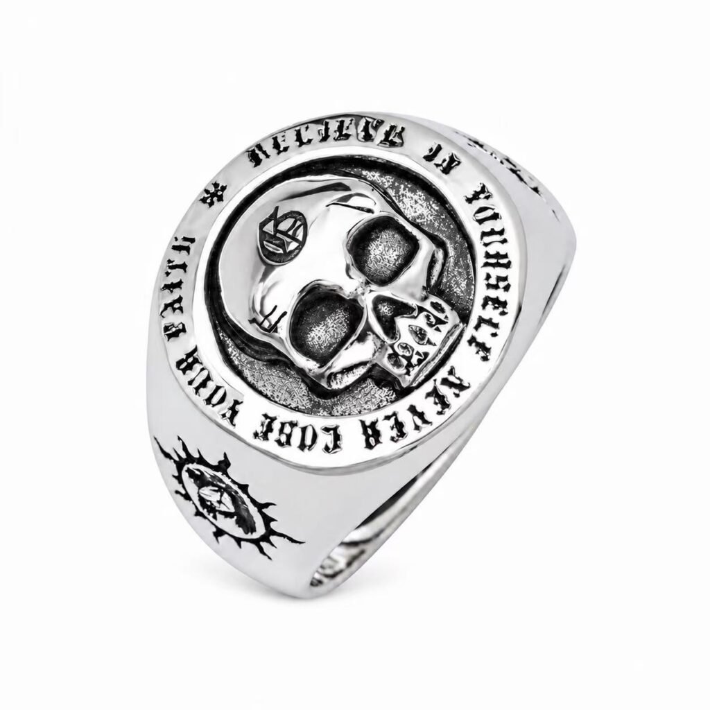 Believe in Yourself Skull Stainless Steel Signet Ring Wholesale