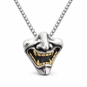 Pingente de boca sorridente com dentes dourados em aço inoxidável para atacado