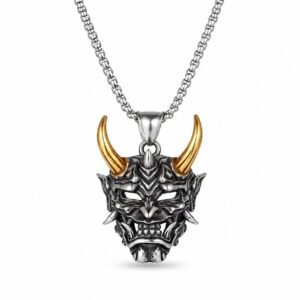 Pingente de máscara japonesa Hannya em aço inoxidável para atacado